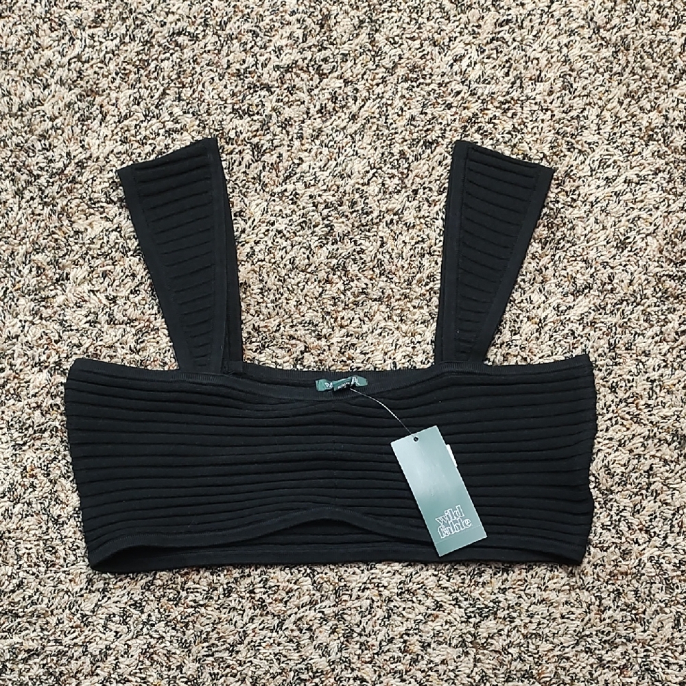 Wild Fable | Elegant Black Ribbed Crop Top